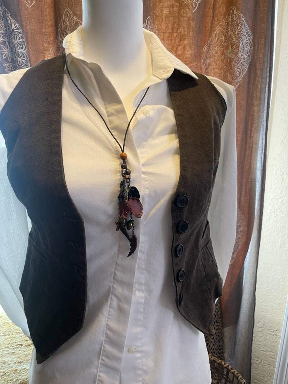 Vintage 80’s white cotton button down fitted ruched back shirt custom xs